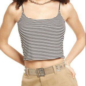 BP. Stripe Rib Crop Camisole in Black- White Stripe at Nordstrom, NWT Si…